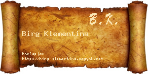Birg Klementina névjegykártya